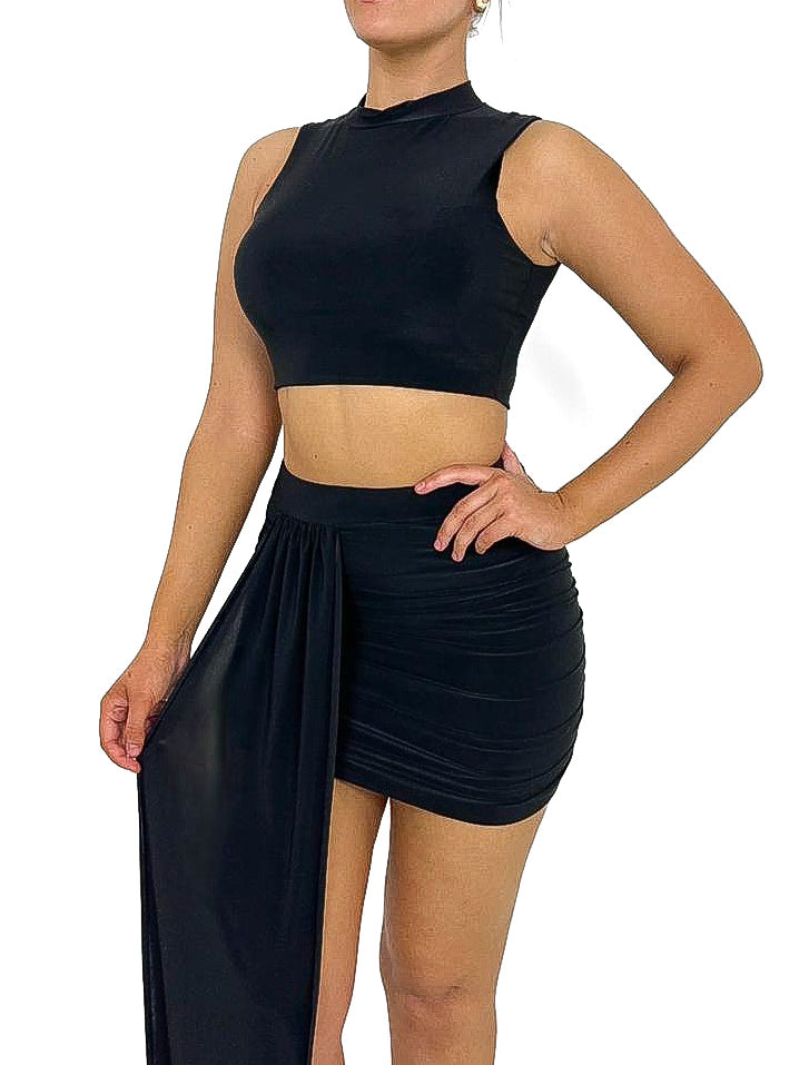 Drape Front Slinky Skirt Set