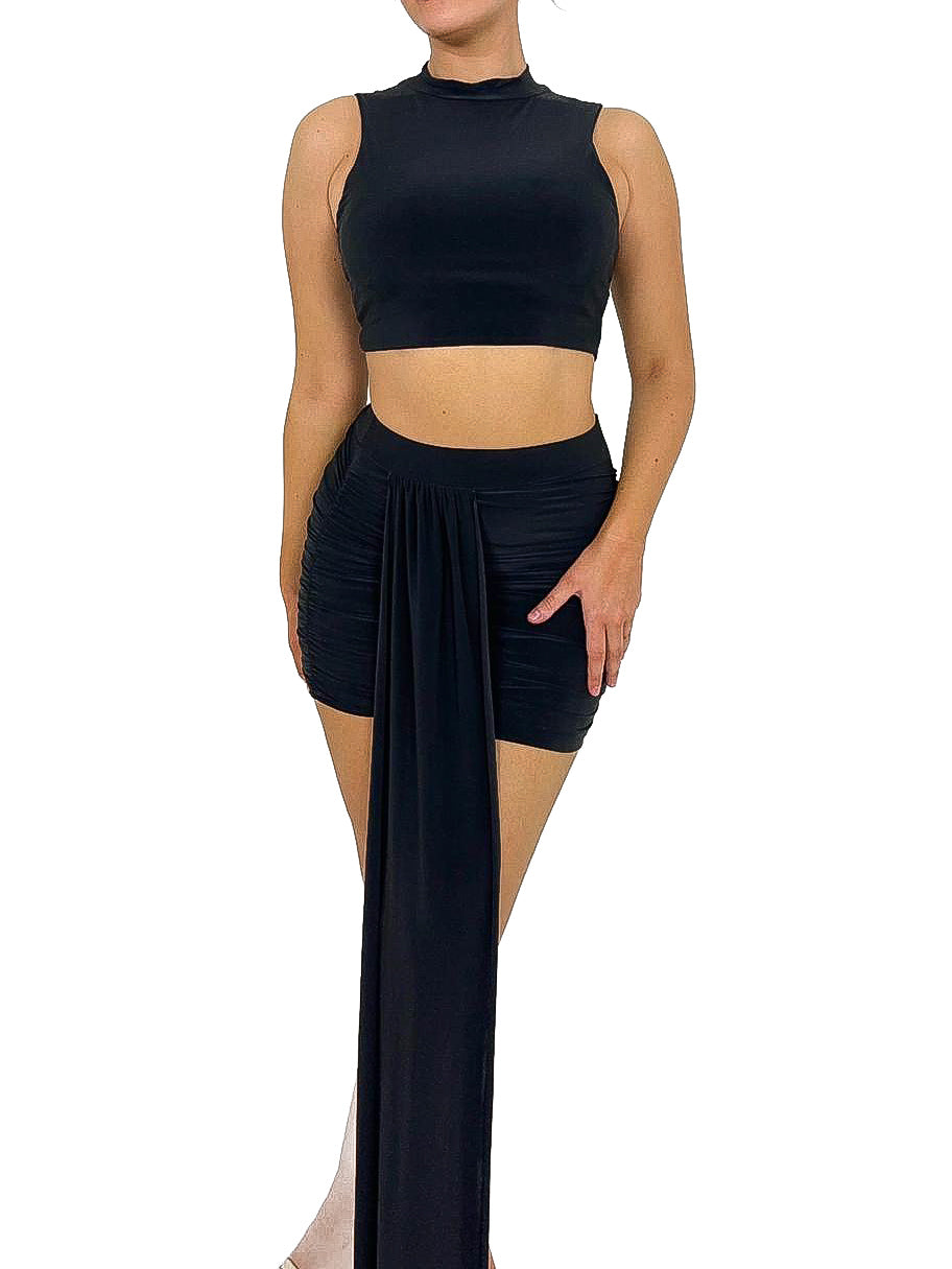 Drape Front Slinky Skirt Set