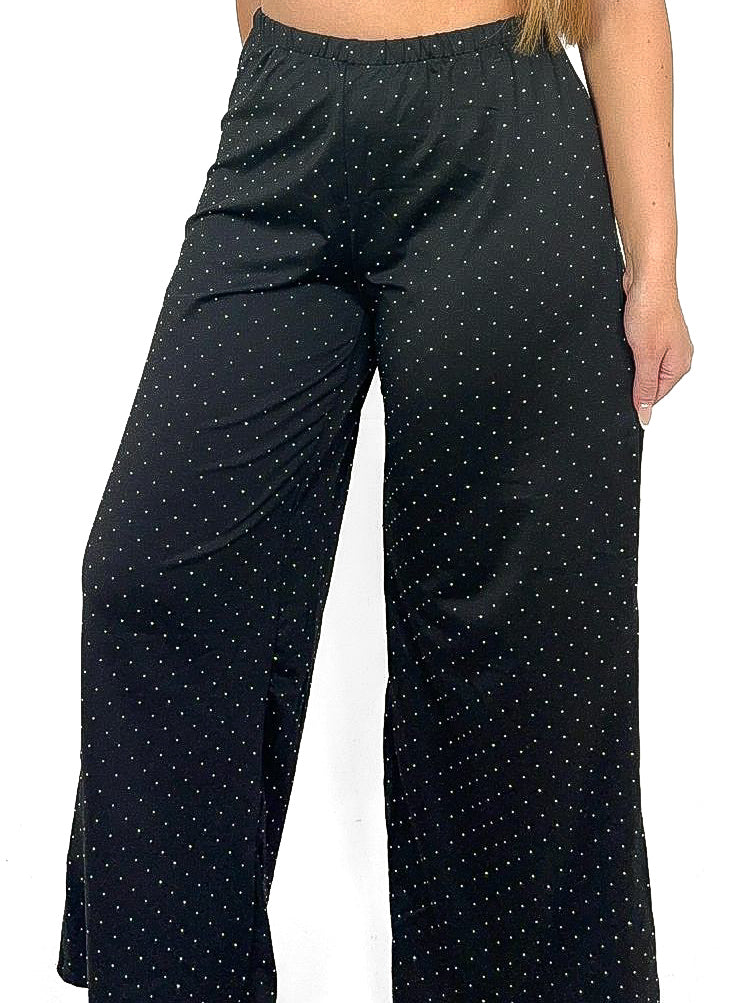 Diamante Studded Wide Leg Pants