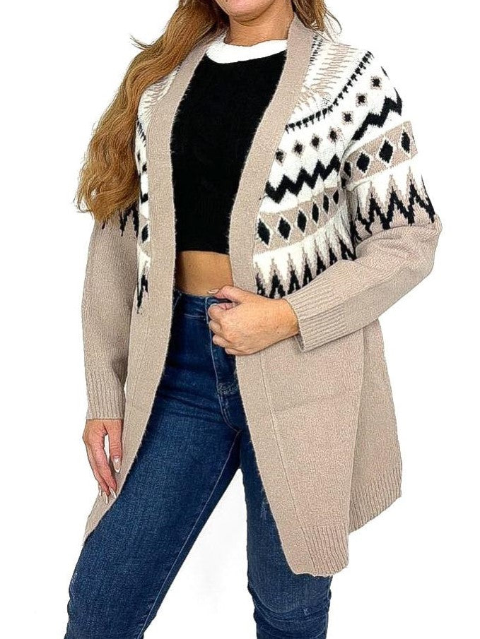 Fairisle Knit Longline Cardigan