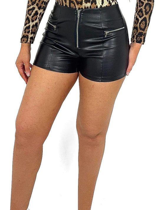Zip Detail PU Shorts