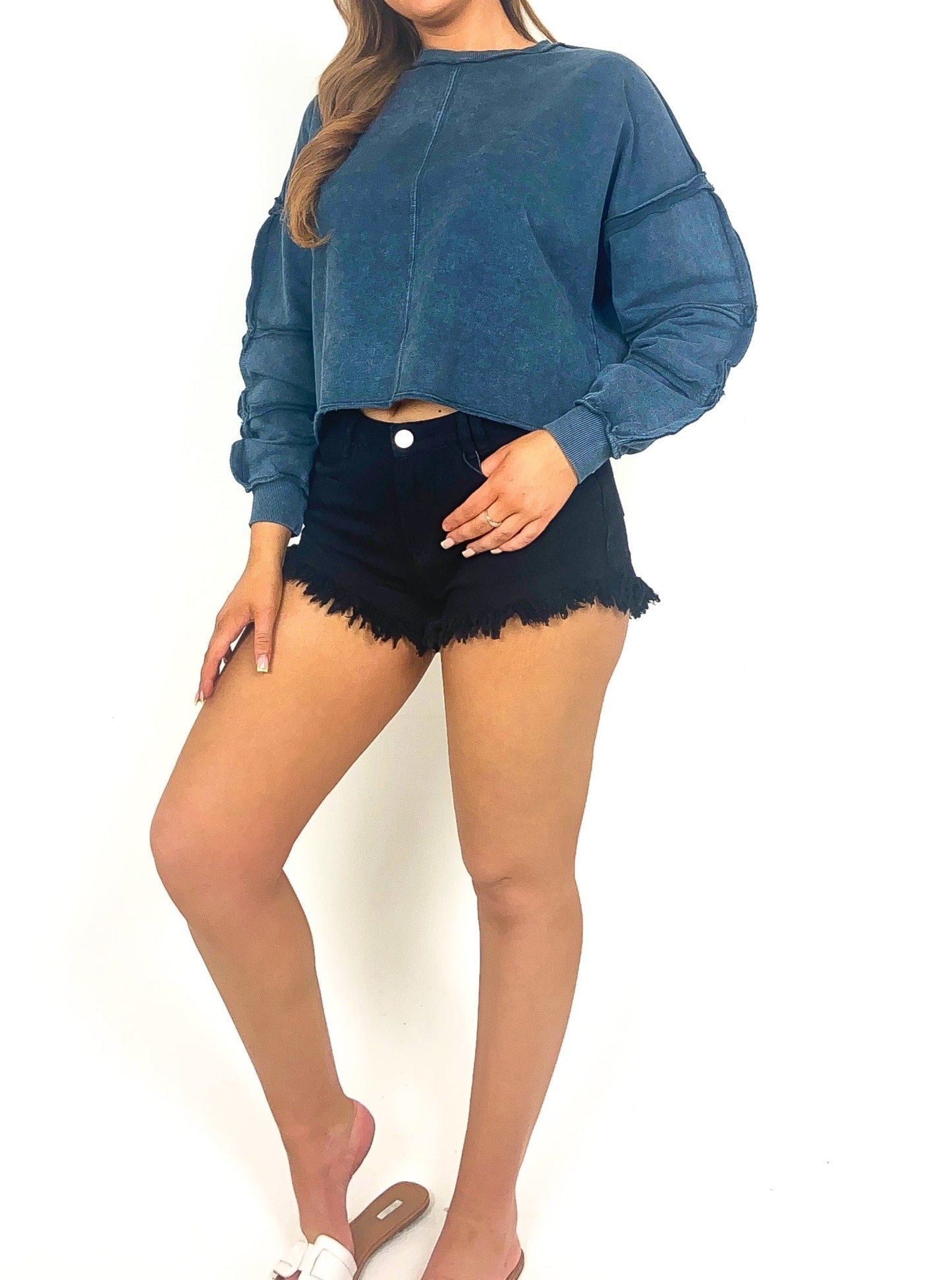 Fray Hem Denim Shorts