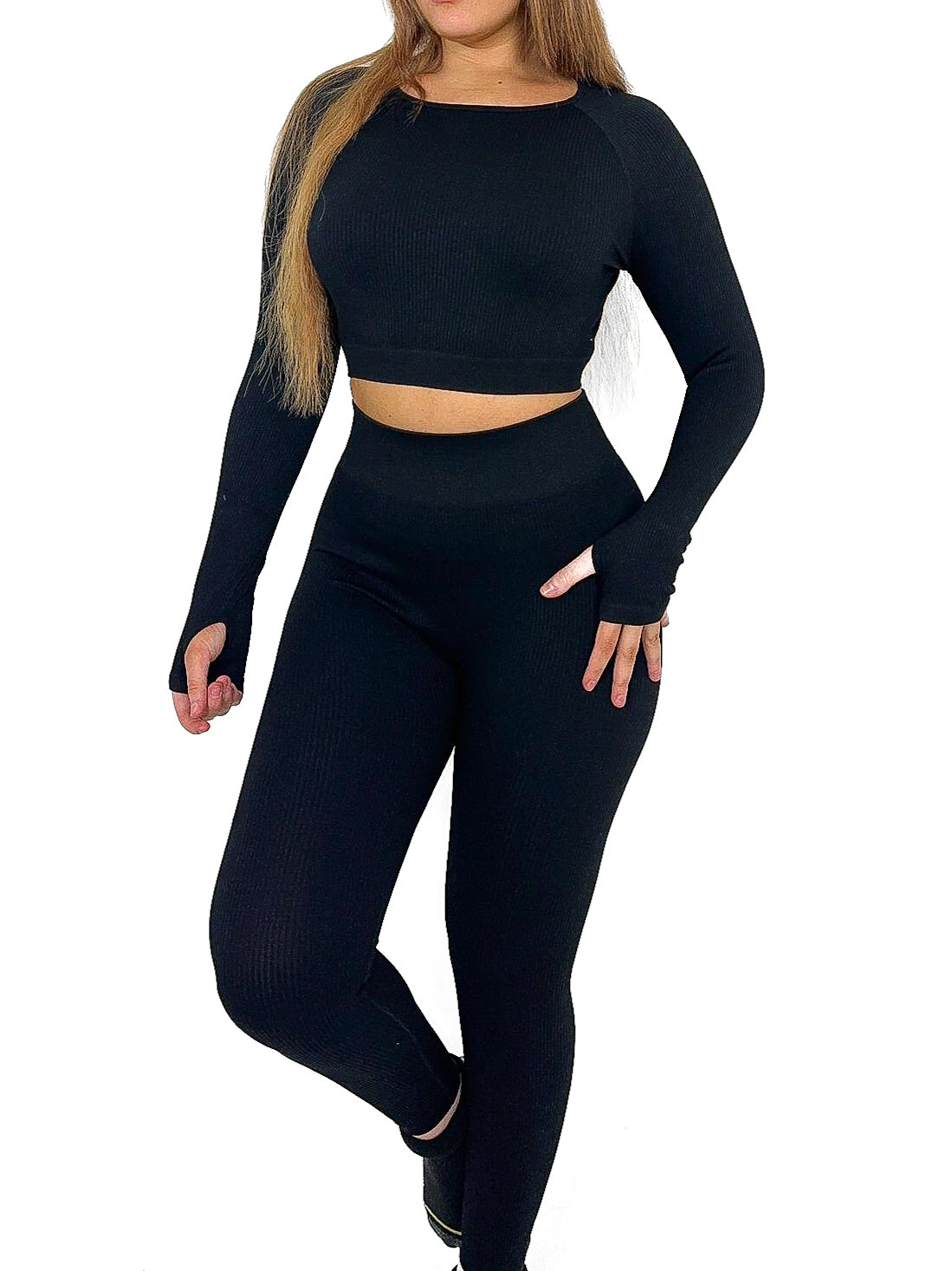 Round Neck Cropped Gym Set