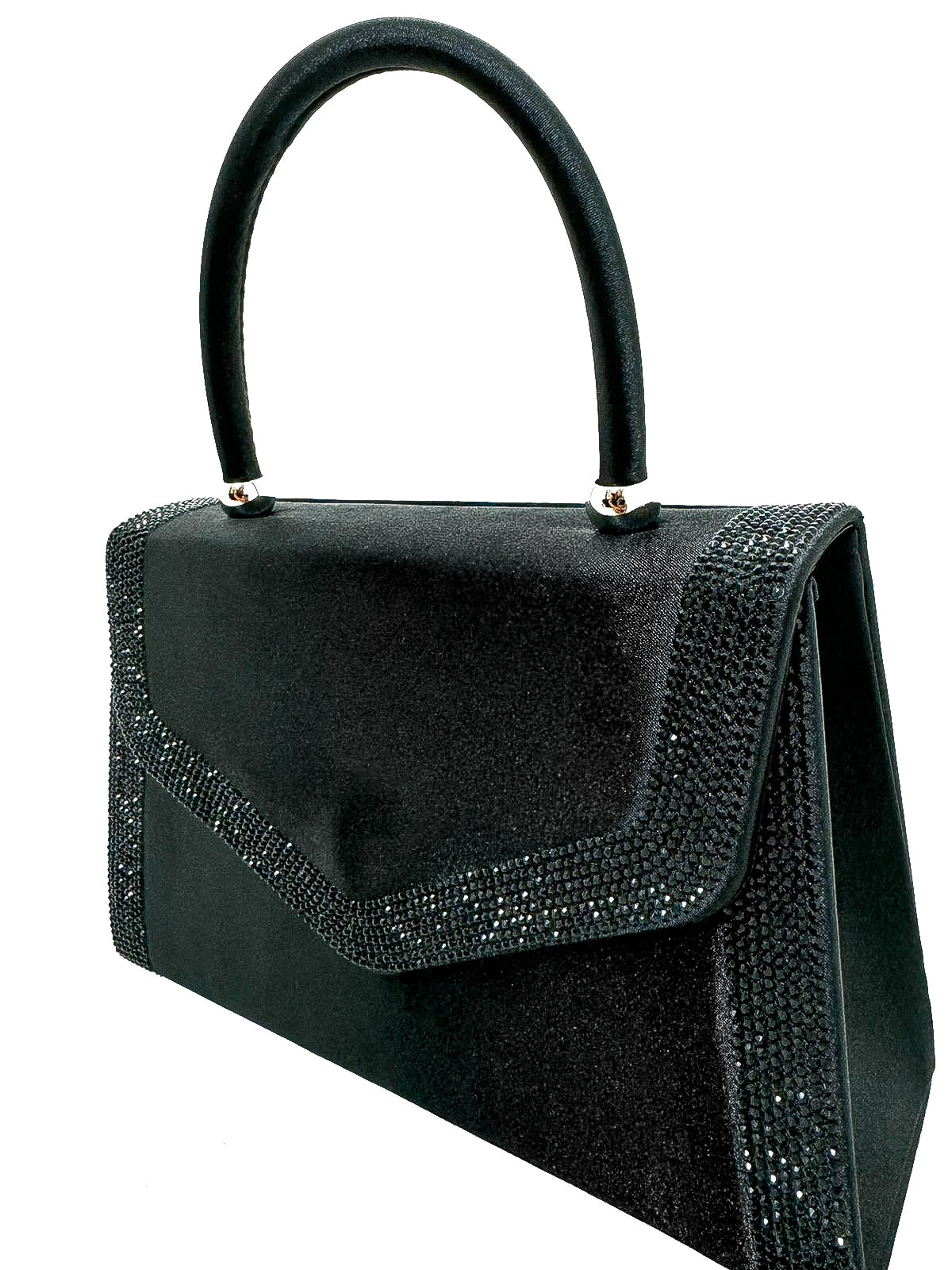 Diamante Detail Satin Top Handle Handbag