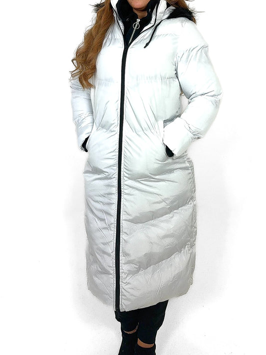 Fur Trim Hood Longline Padded Coat