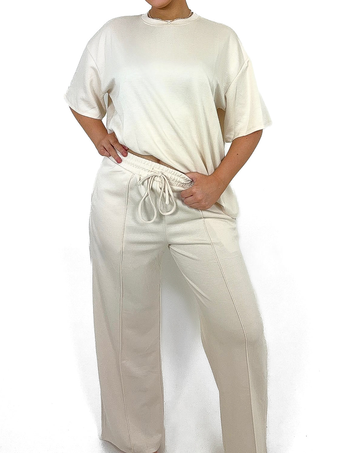 Pinch Seam Front Wide Leg Joggers