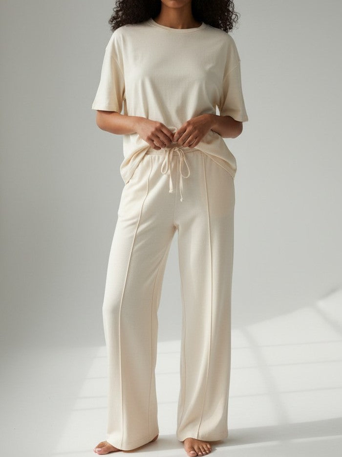 Pinch Seam Front Wide Leg Joggers