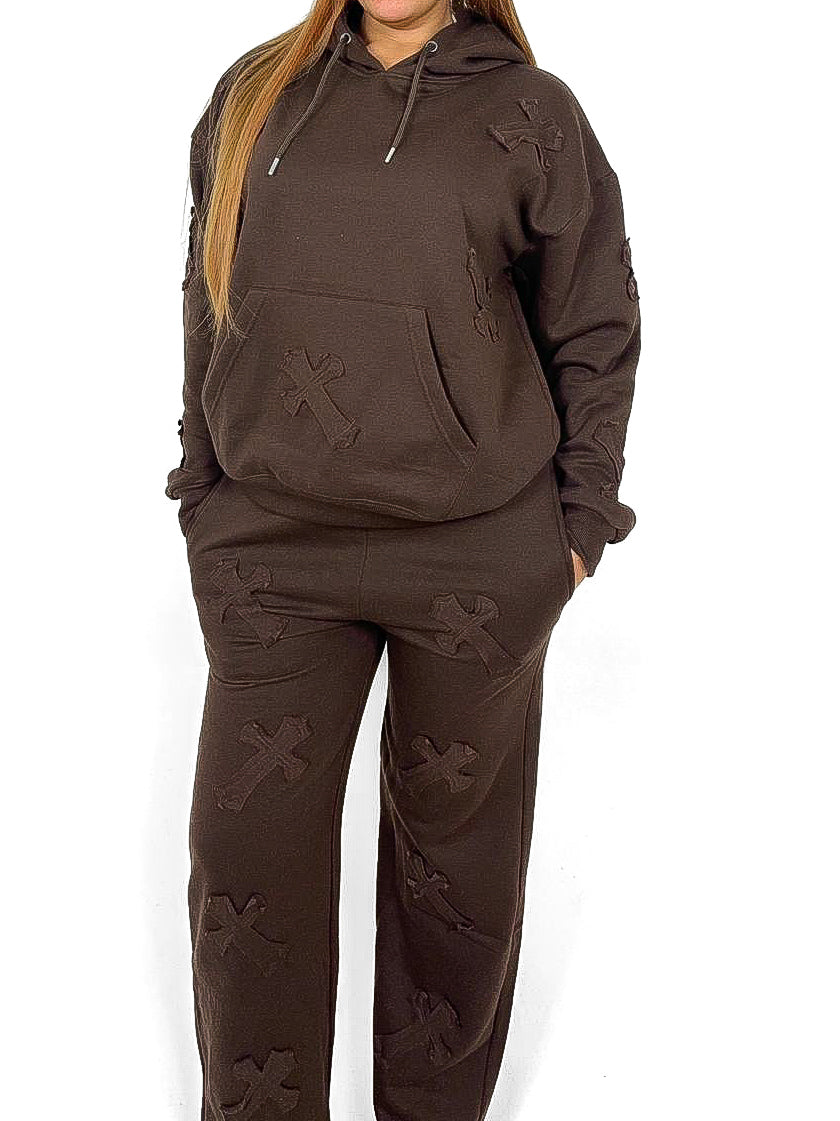 Cross Applique Oversized Tracksuit Set