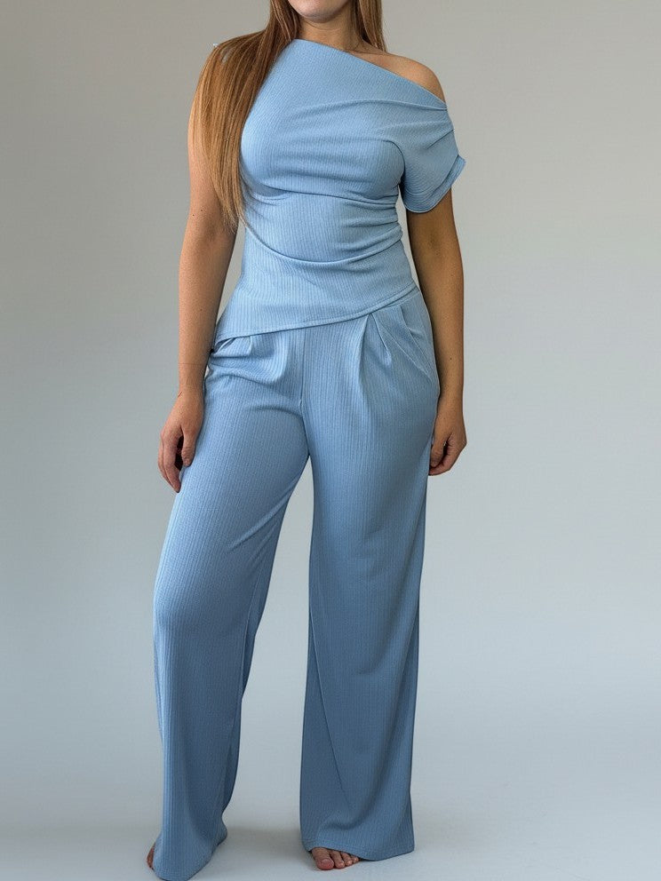 Asymmetric Top & Pants Set