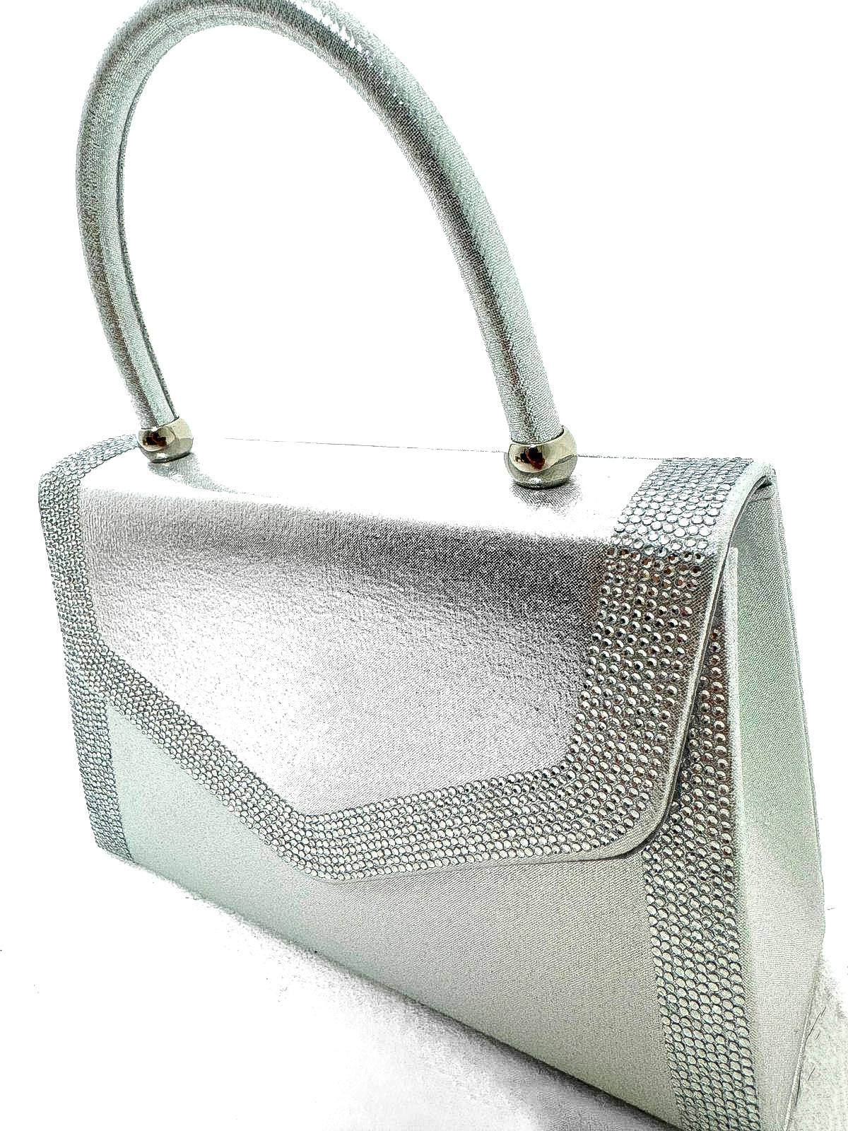 Diamante Detail Satin Top Handle Handbag