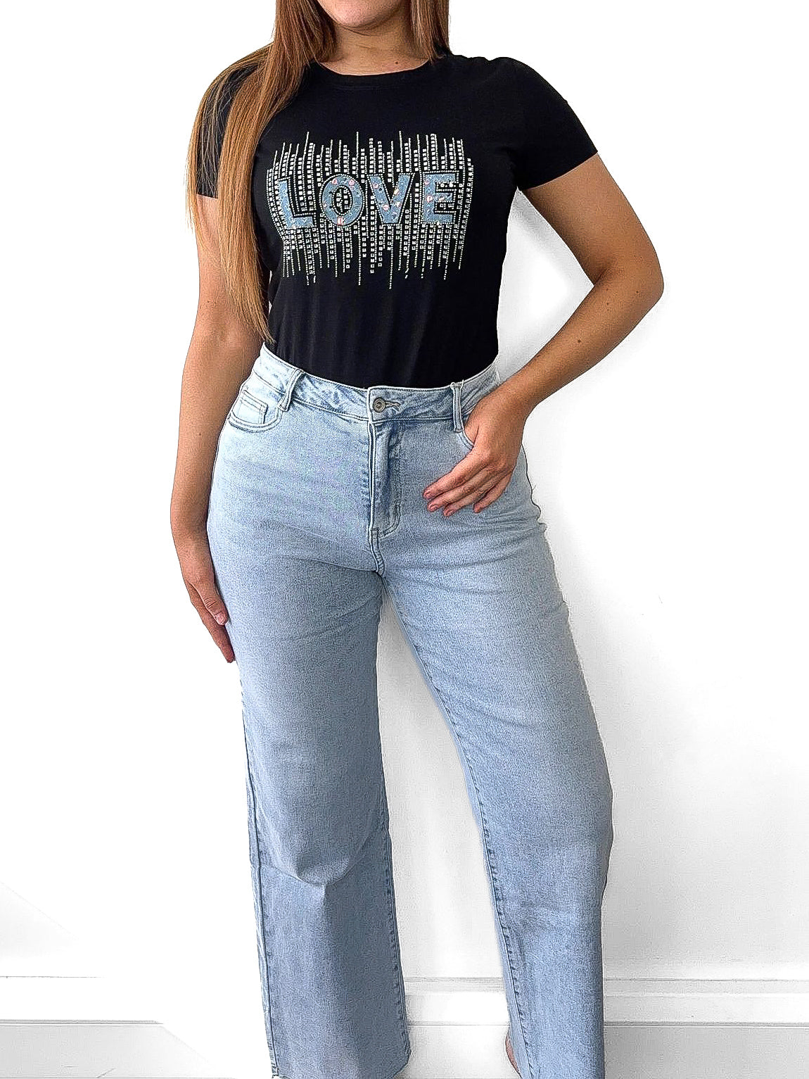Fray Hem Wide Leg Jeans