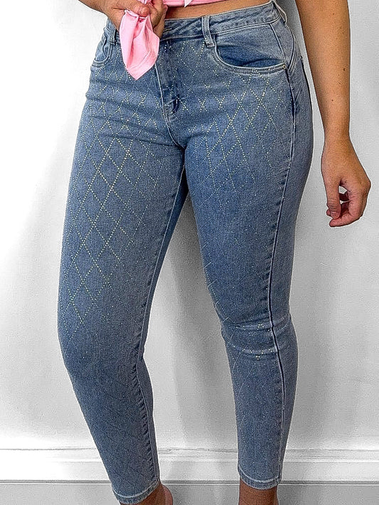 Criss Cross Diamante Skinny Jeans