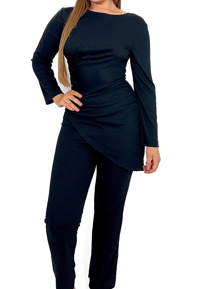 Asymmetric Hem Top & Pants Suit