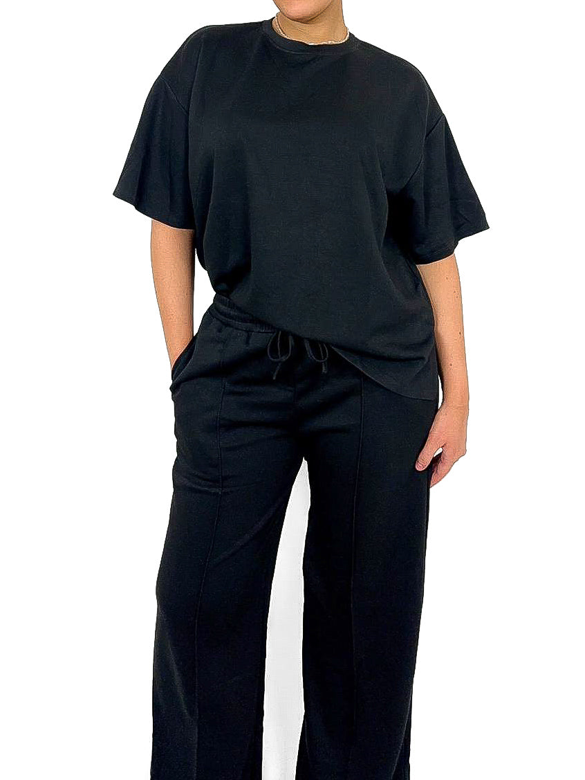 Pinch Seam Front Wide Leg Joggers