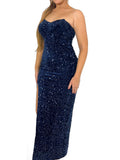 Velvet Sequin Occasion Maxi Dress