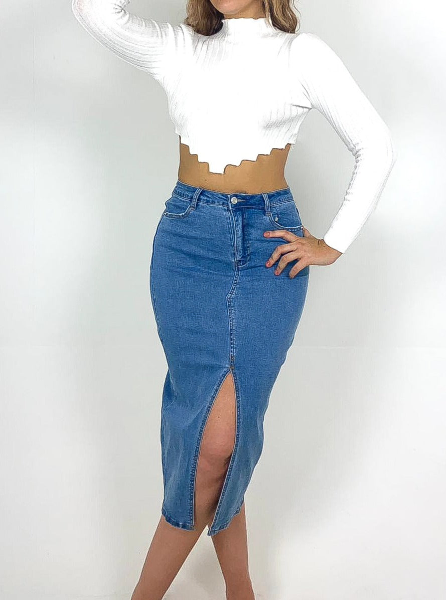 Stepped Hem Crop Jumper