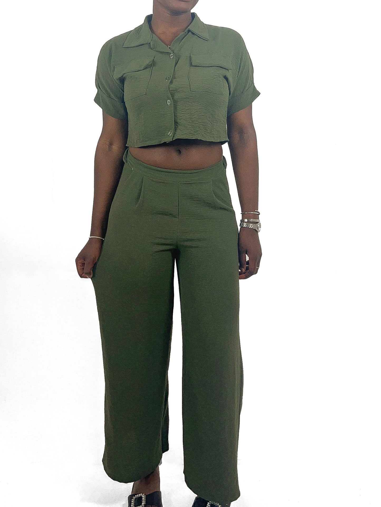 Cropped Shirt & Pants Set