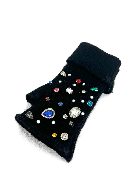 Multi Diamante Fingerless Gloves