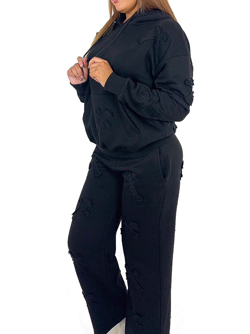 Cross Applique Oversized Tracksuit Set