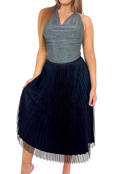 Cowl Neck Glitter Crop Top