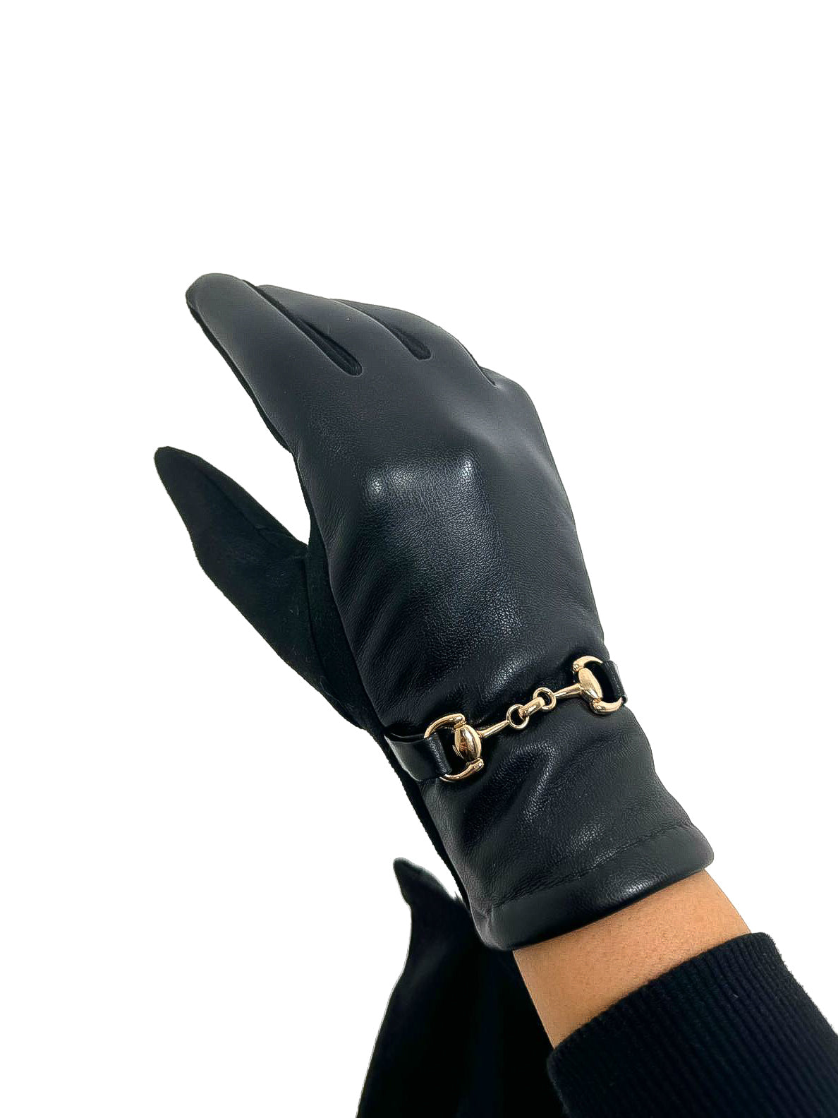 Horsebit Detail PU Gloves