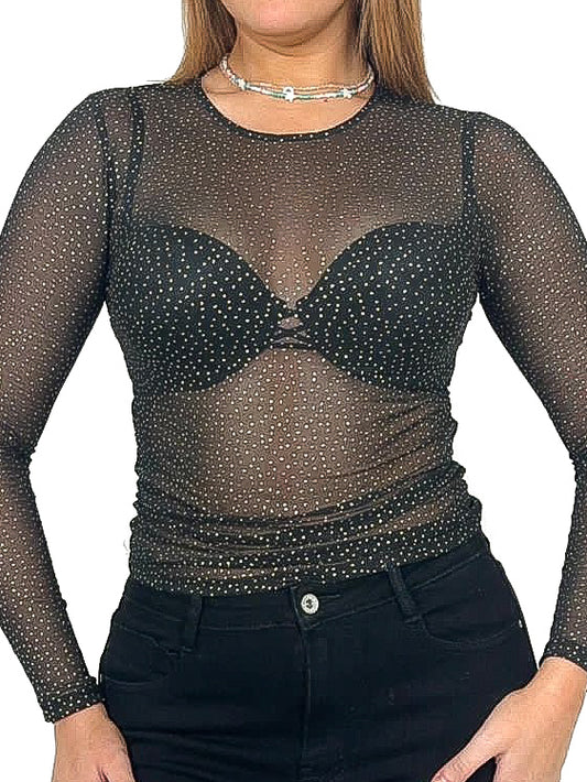 Glitter Spot Mesh Top