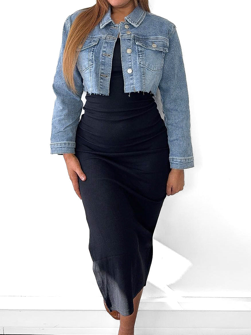 Raw Hem Crop Denim Jacket