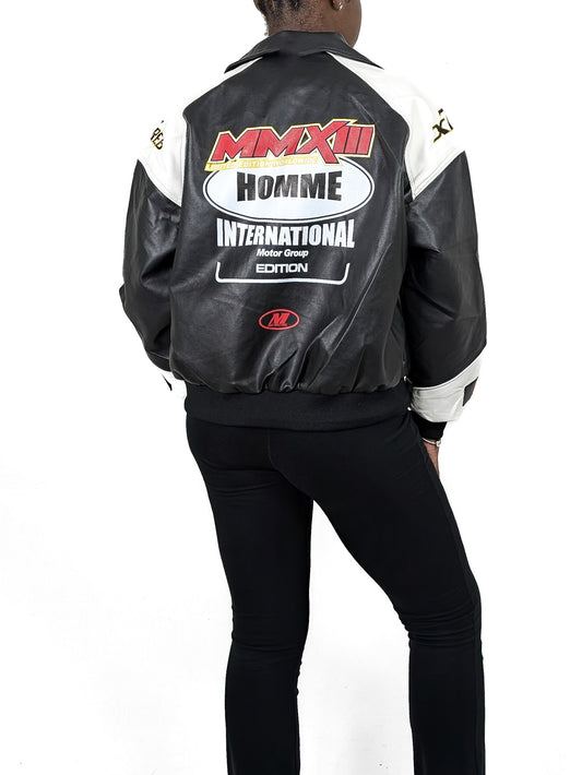 Oversized PU Racing Jacket