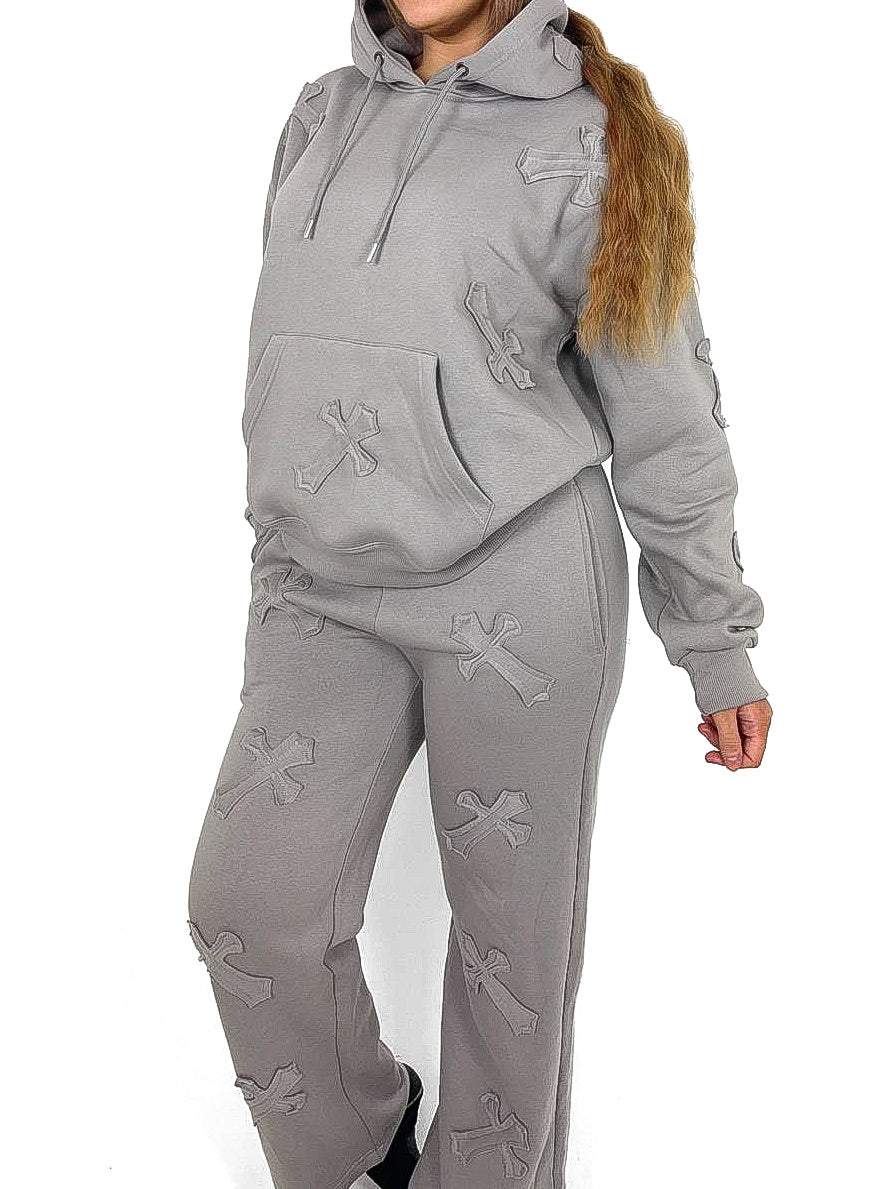 Cross Applique Oversized Tracksuit Set