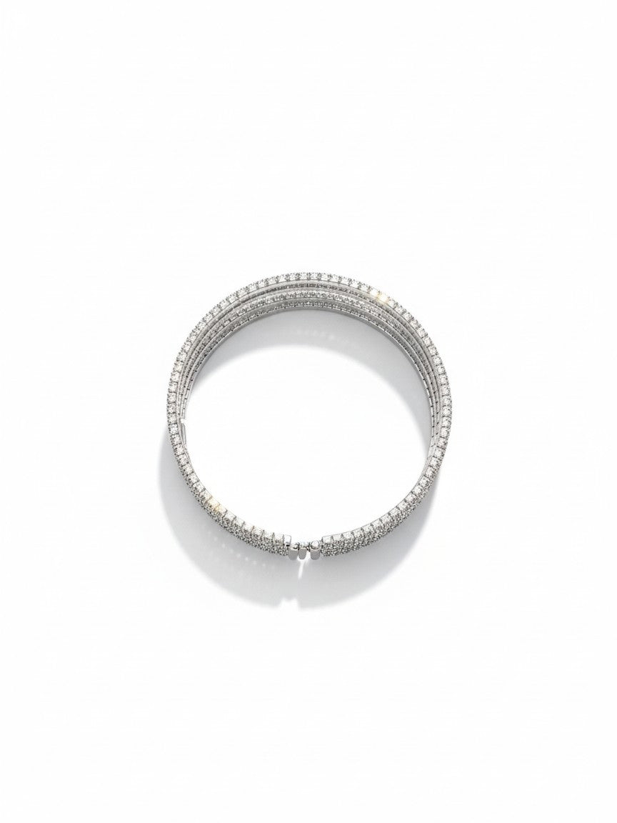 5 Row Fine Diamante Bangle
