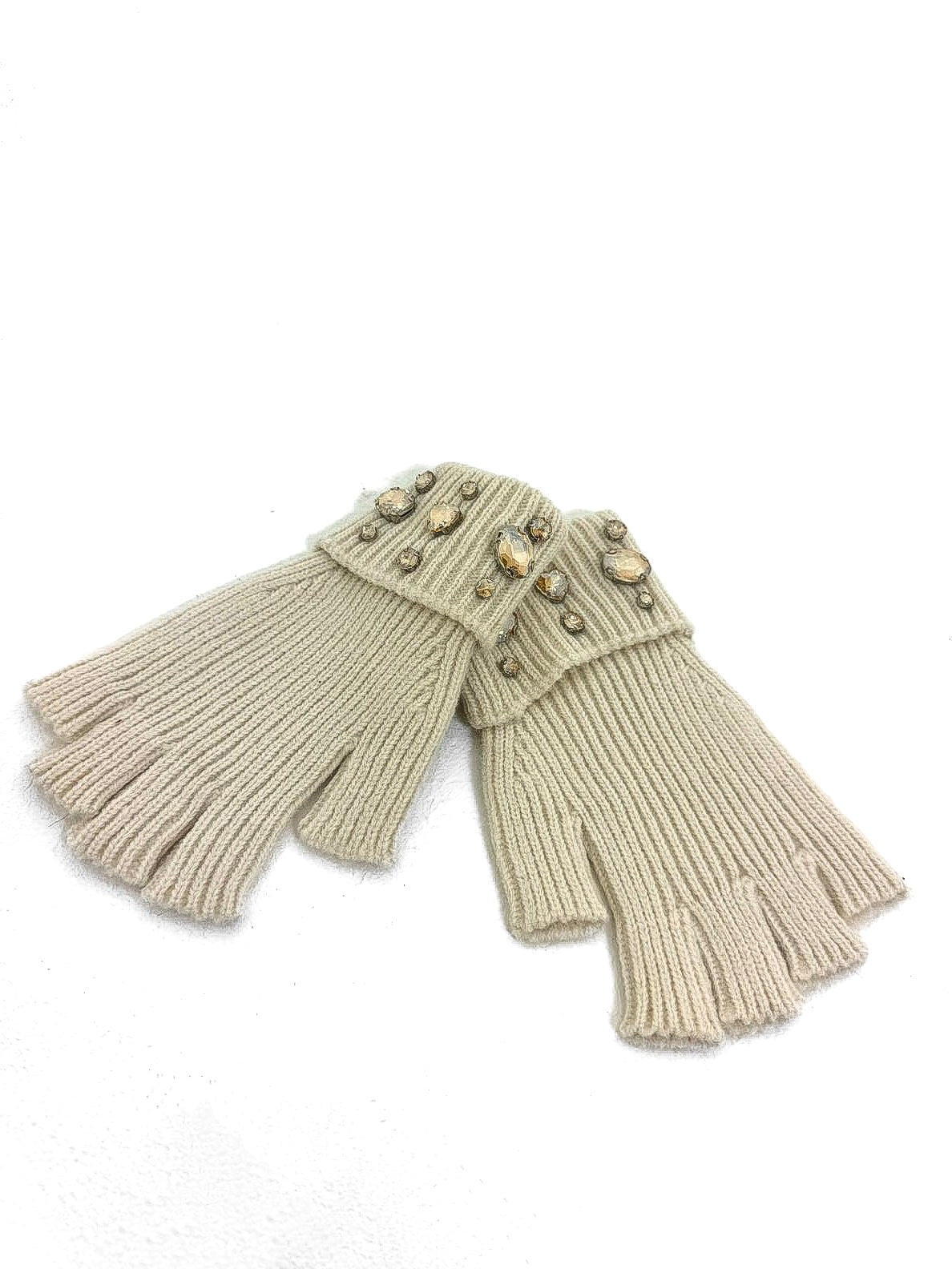 Diamante Trim Fingerless Gloves