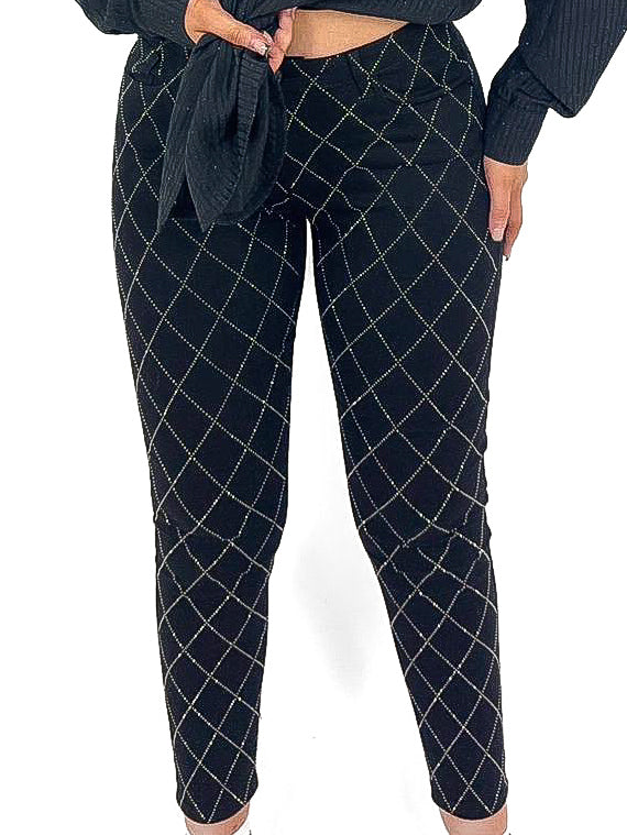 Criss Cross Diamante Skinny Jeans