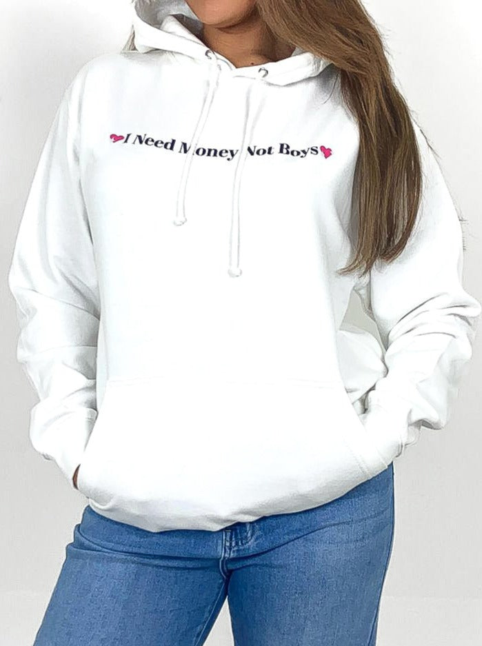 "I Need Money Not Boys" Logo Hoodie