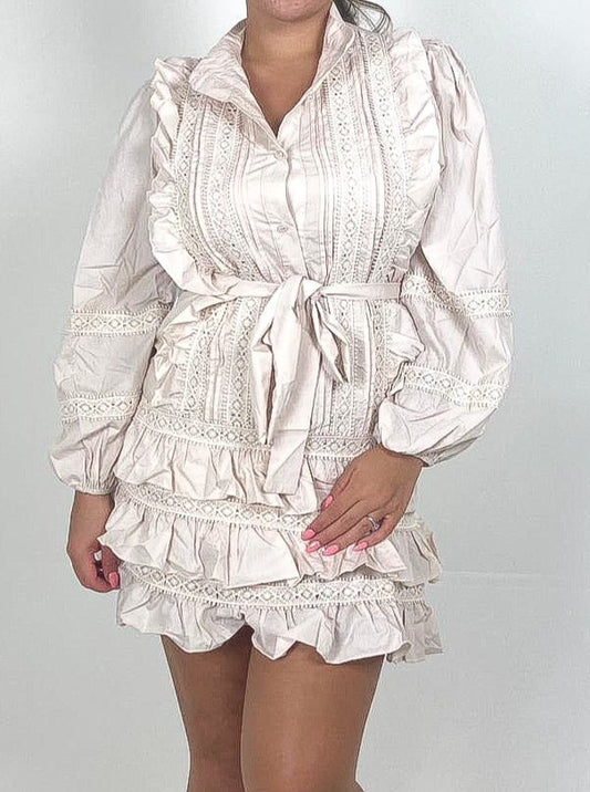 Embroidered Frill Summer Dress