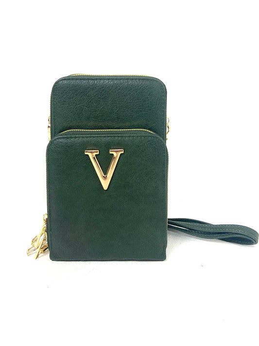 Double Zip "V" Crossbody Phone Bag