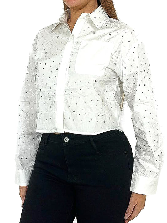 Diamante Covered Crop Shirt