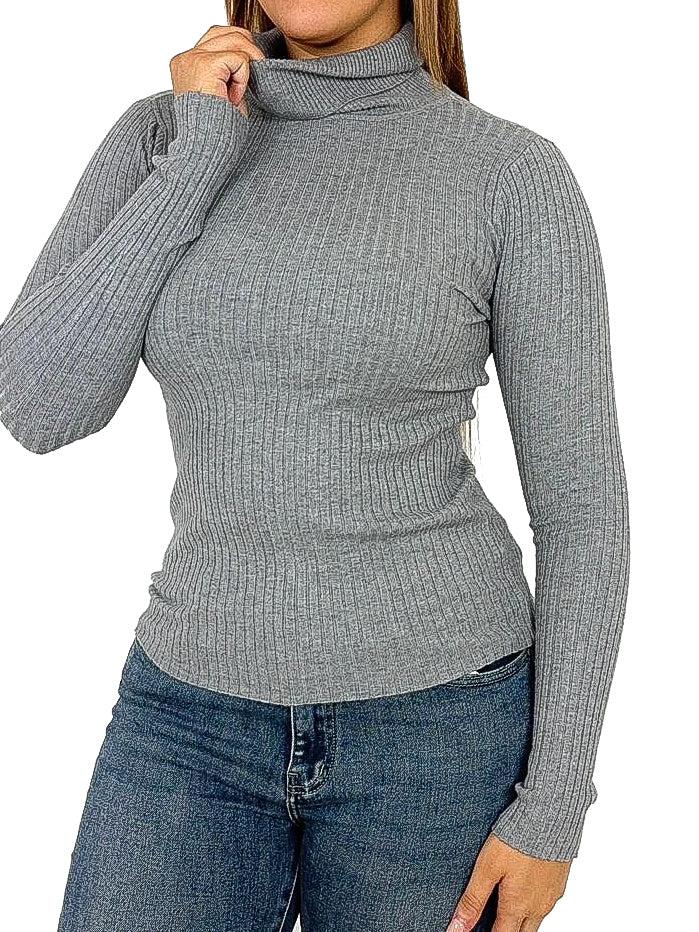 Rib Knit Roll Neck