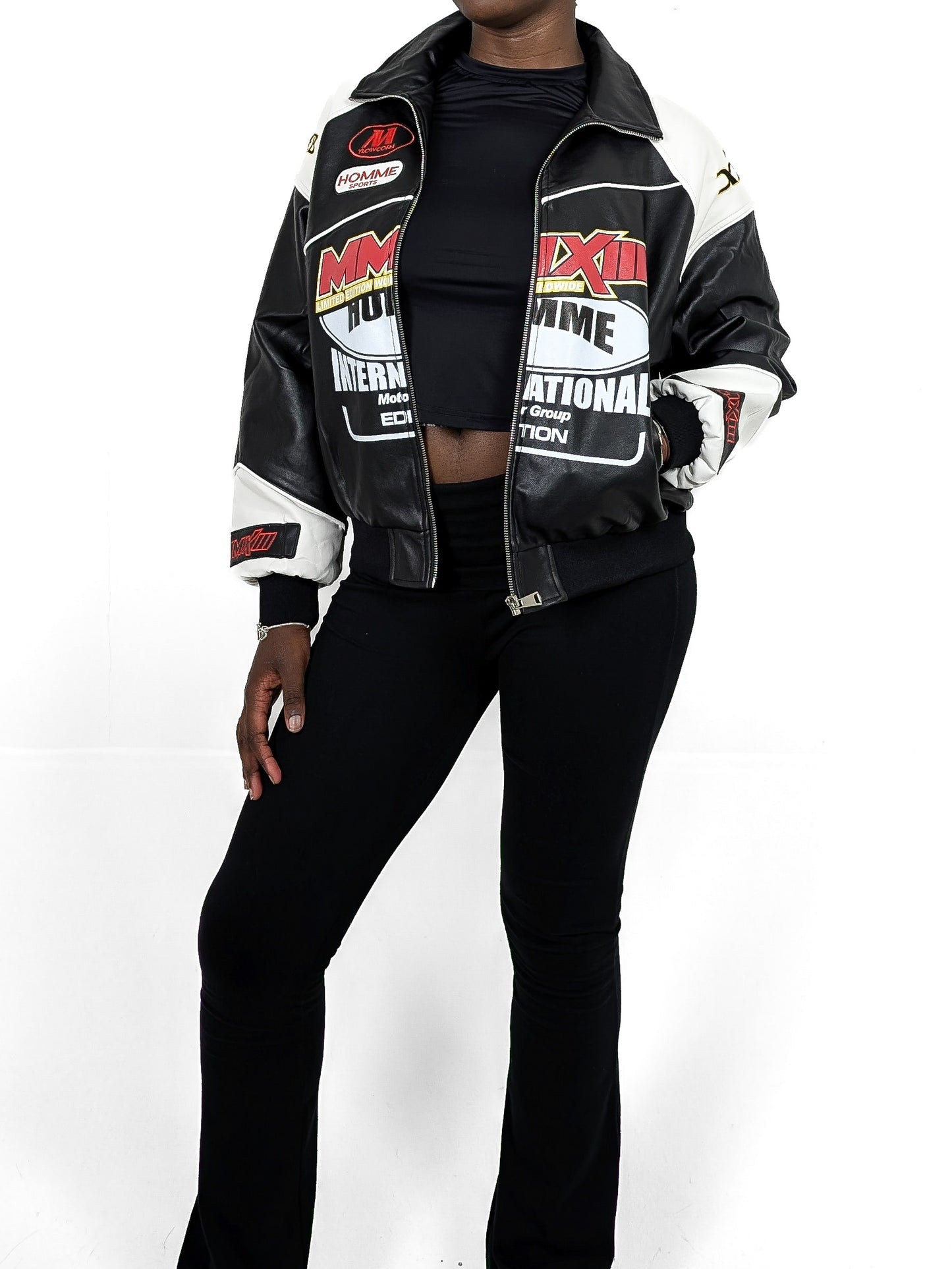 Oversized PU Racing Jacket