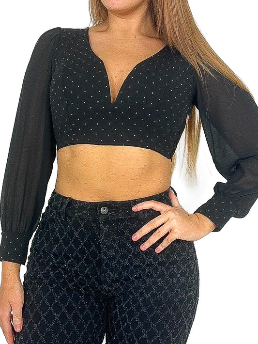 Diamante Scatter Tie Back Blouse