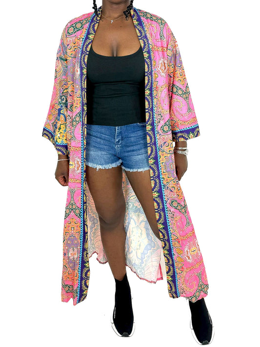 Longline Printed Kimono