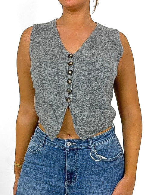 Crop Knitted Waistcoat