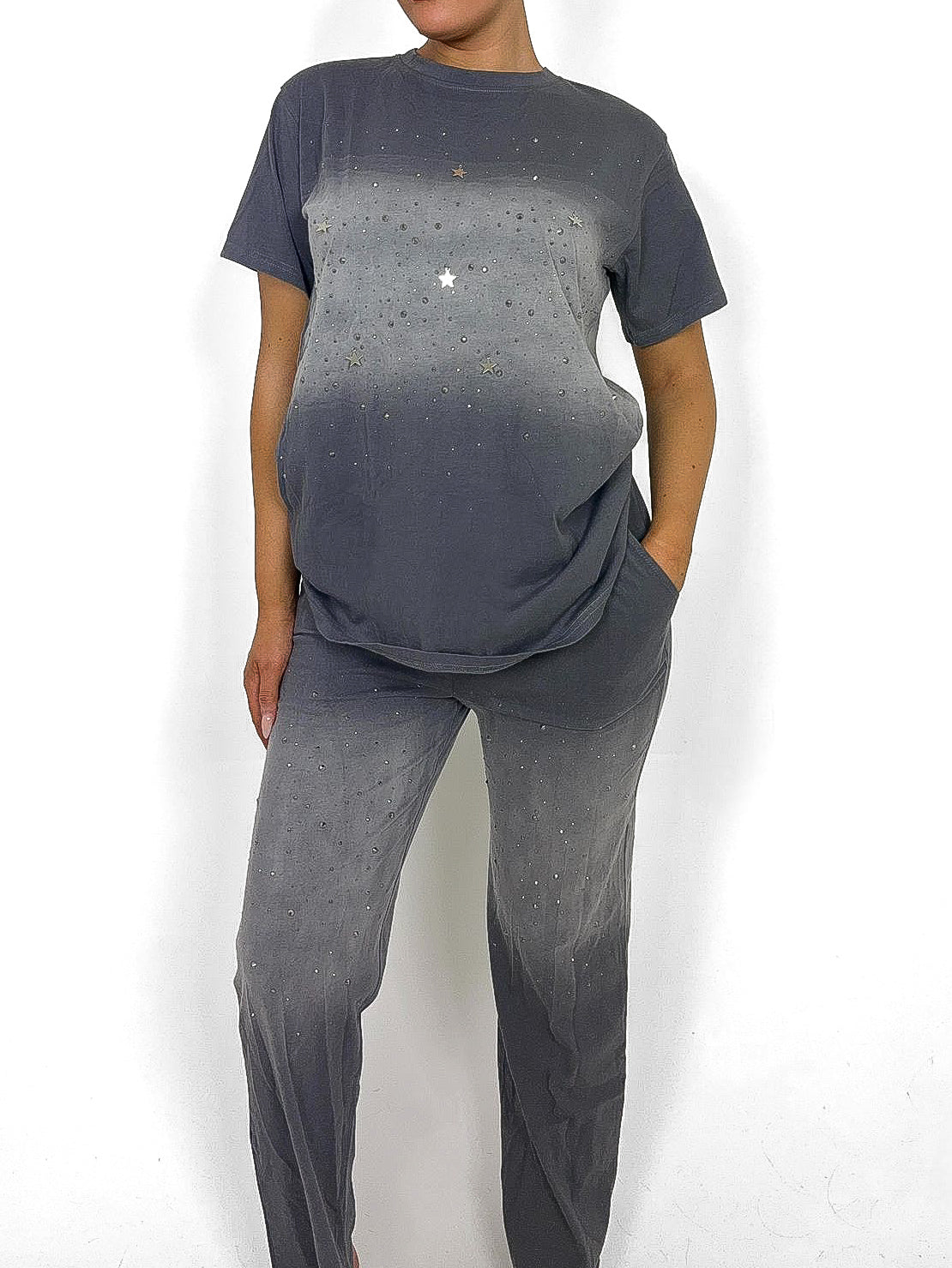 Washed Out Diamante & Star Lounge Suit