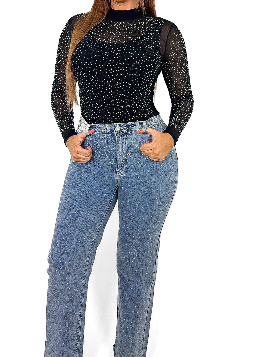 Scatter Diamante Wide Leg Jeans