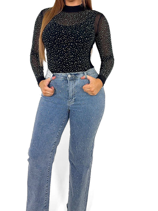 Scatter Diamante Wide Leg Jeans