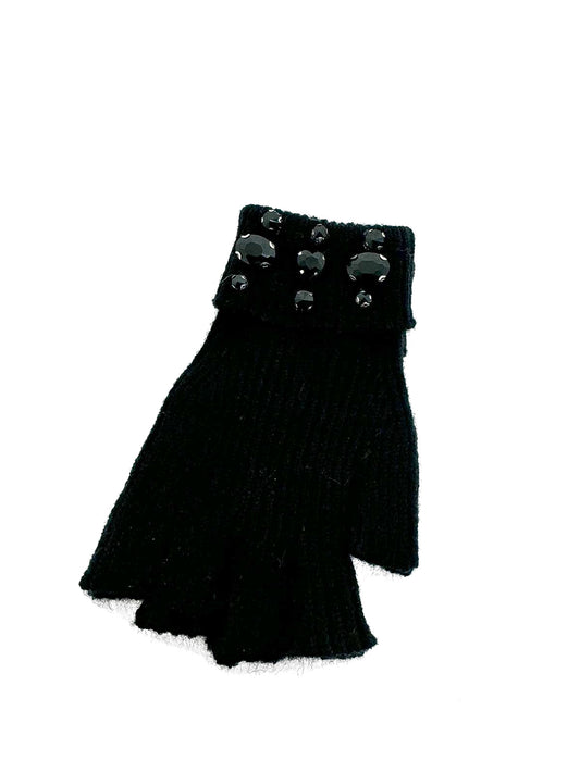 Diamante Trim Fingerless Gloves