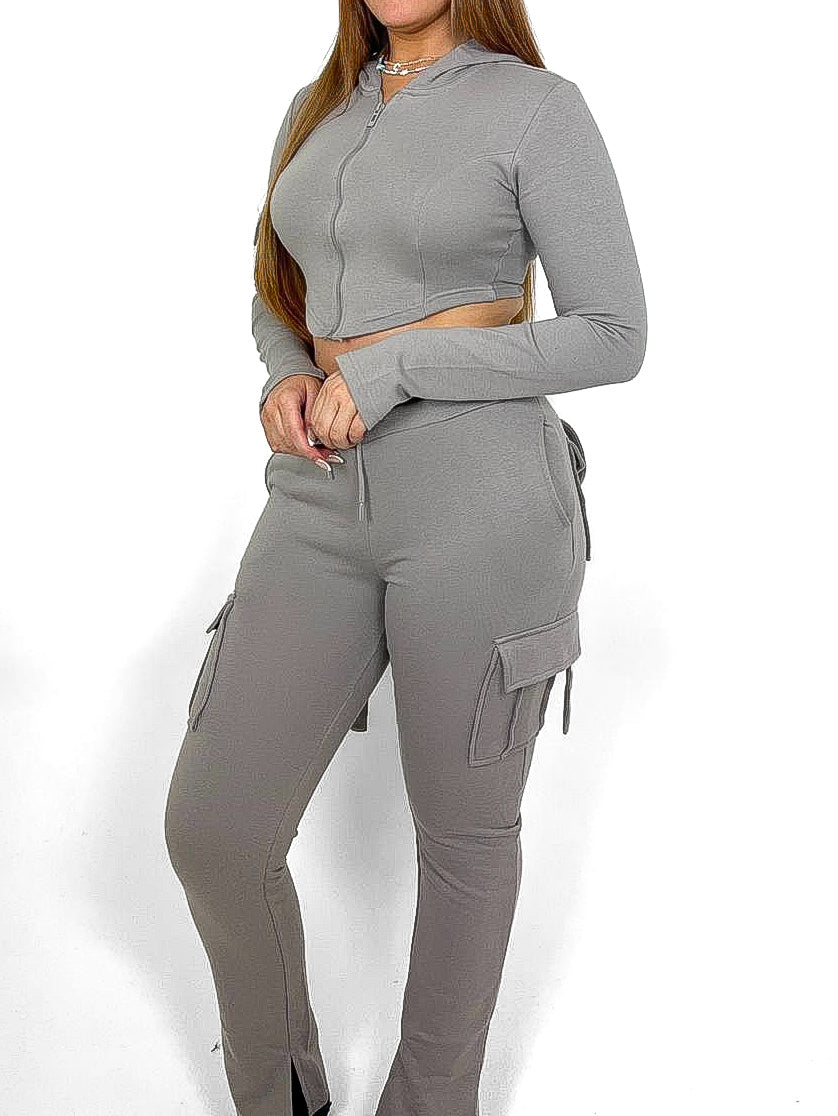 Cropped Hoodie Cargo Tracksuit