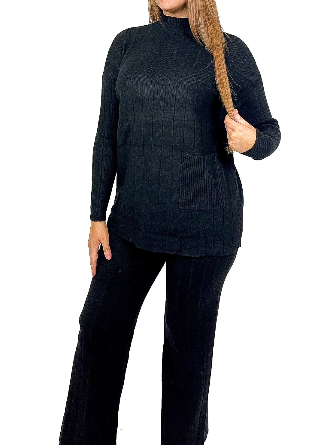 Pocket Front Oversize Sweater & Trousers Lounge Set