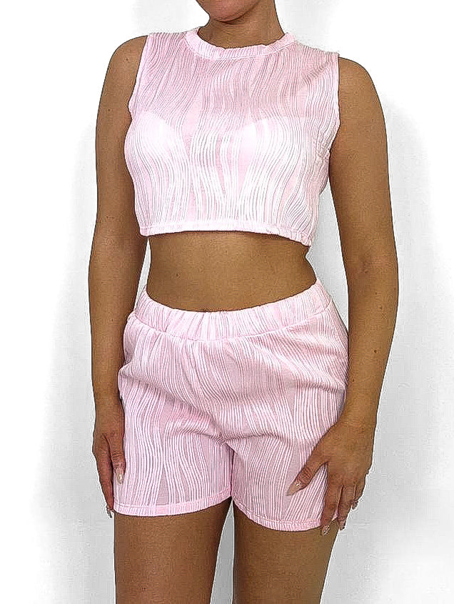 Wavy Rib Short Set