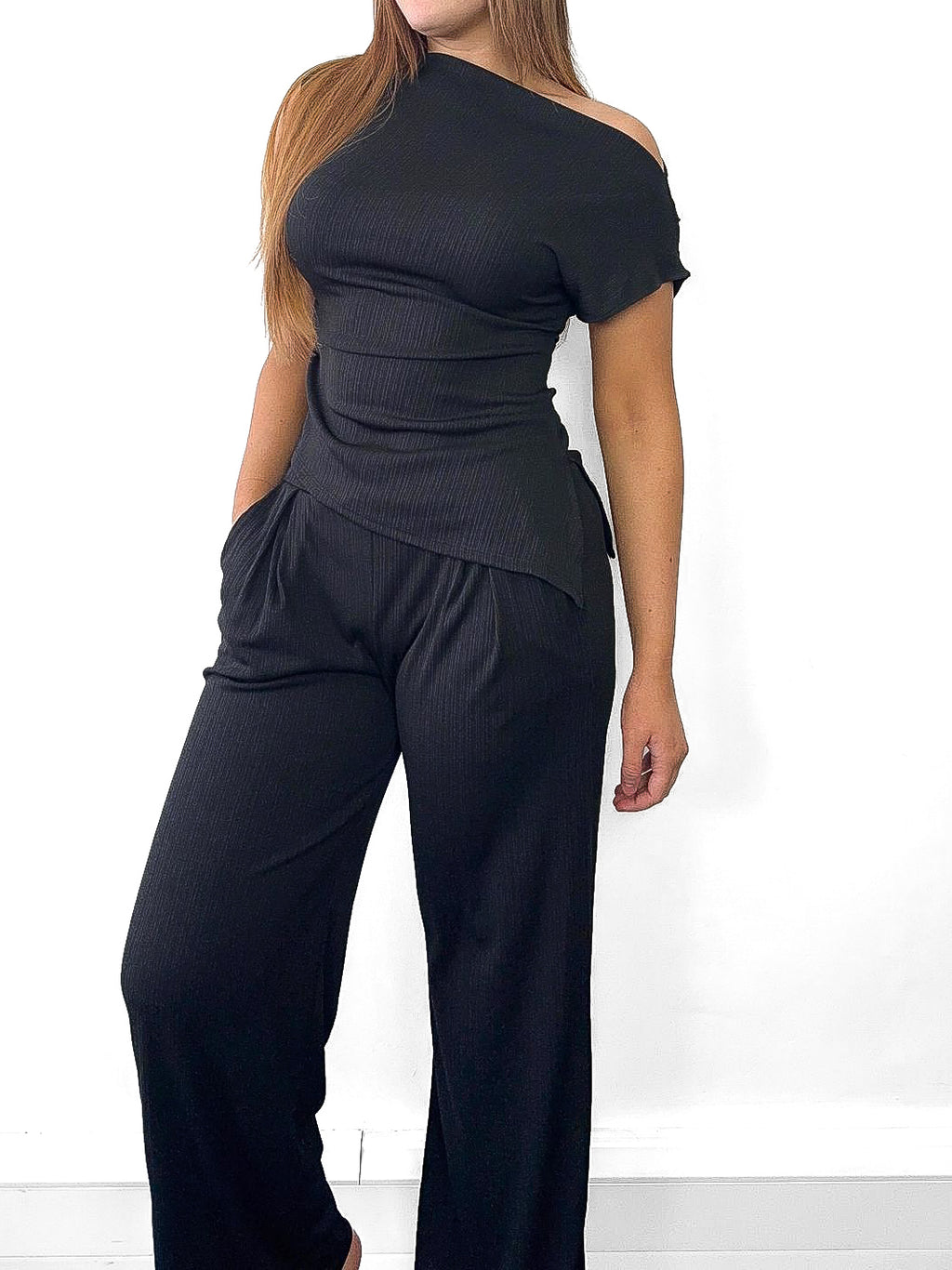Asymmetric Top & Pants Set