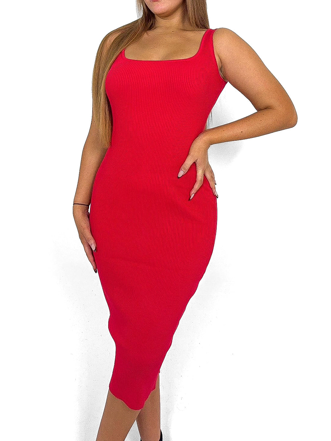 Rib Knit Bodycon Midi Dress
